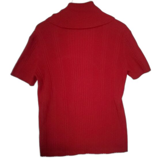 Red Ribbed Short Sleeved Sweater Cowl Collar Emma James Size XLarge - Picture 2 of 9